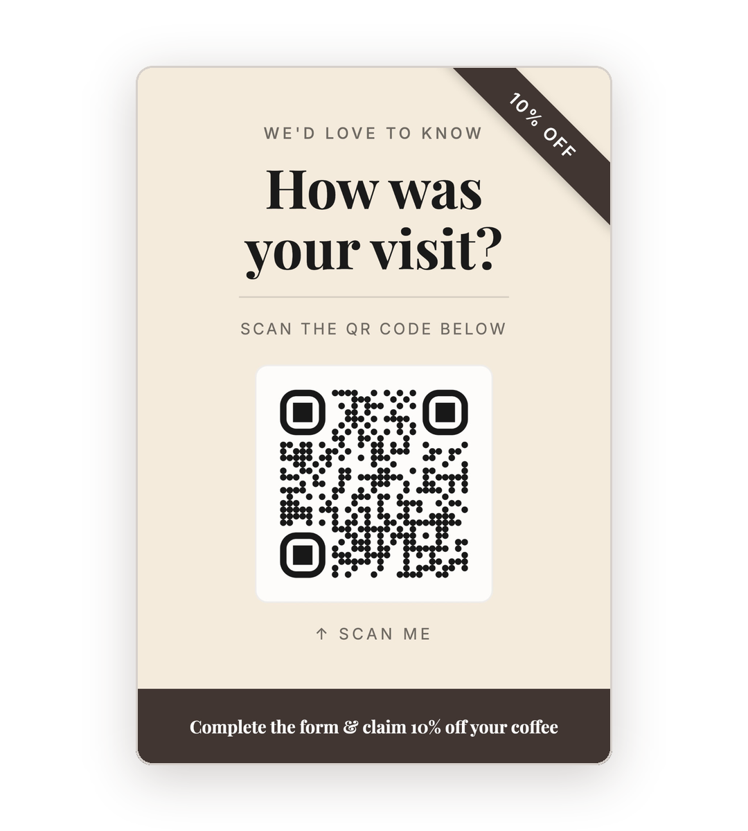 NextReview table card with QR code